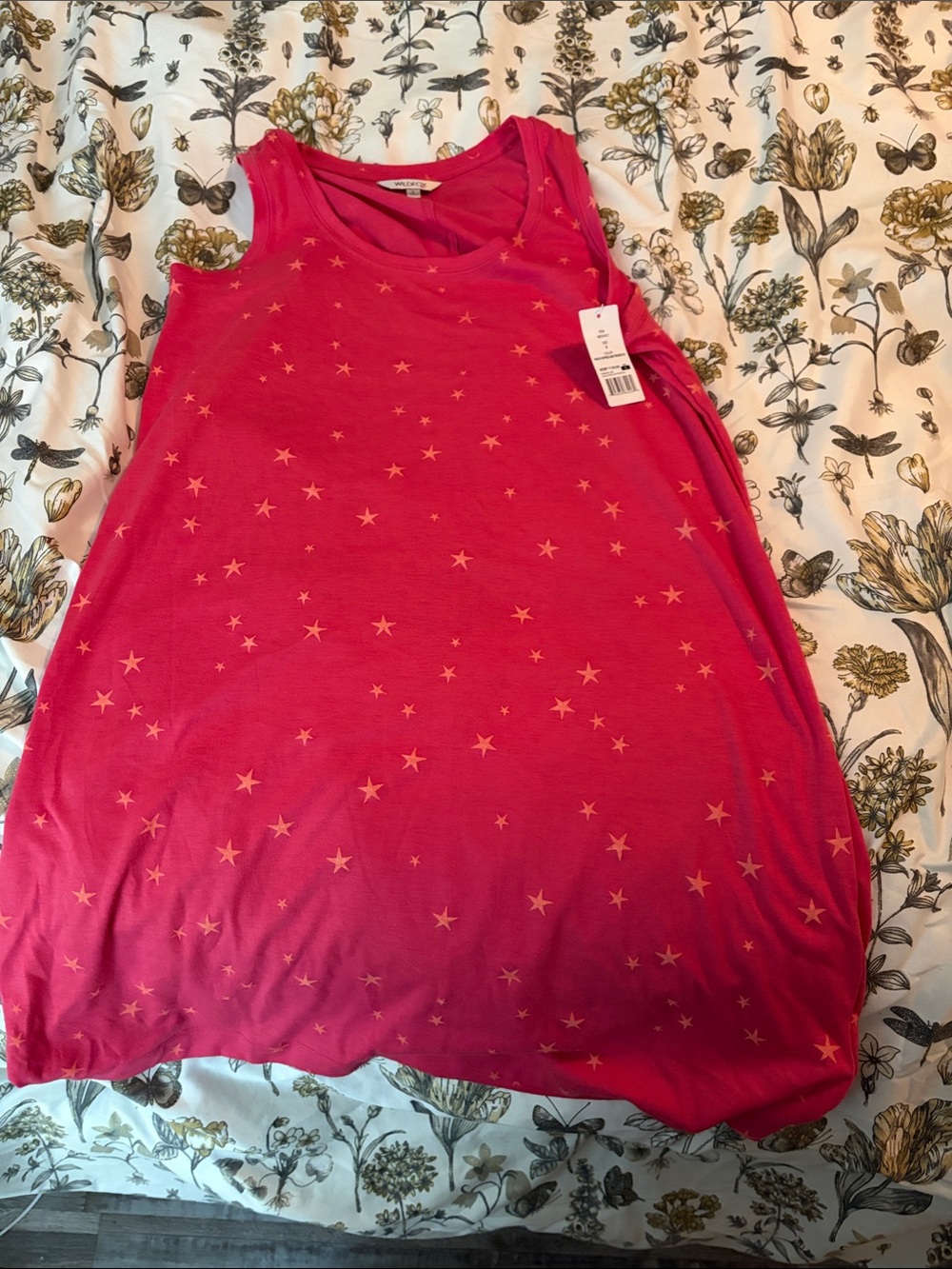 NWT Wildfox Bright Pink Star Print Tank‎ Dress
